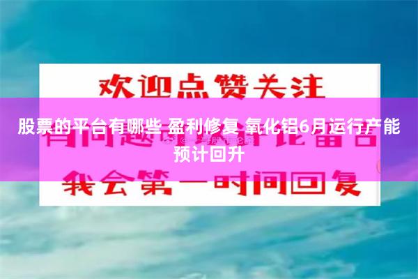 股票的平台有哪些 盈利修复 氧化铝6月运行产能预计回升
