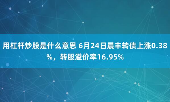 用杠杆炒股是什么意思 6月24日晨丰转债上涨0.38%，转股溢价率16.95%