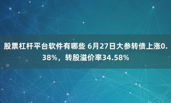 股票杠杆平台软件有哪些 6月27日大参转债上涨0.38%，转股溢价率34.58%