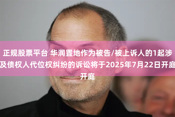 正规股票平台 华润置地作为被告/被上诉人的1起涉及债权人代位权纠纷的诉讼将于2025年7月22日开庭