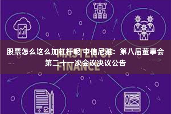 股票怎么这么加杠杆呢 中信尼雅：第八届董事会第二十一次会议决议公告