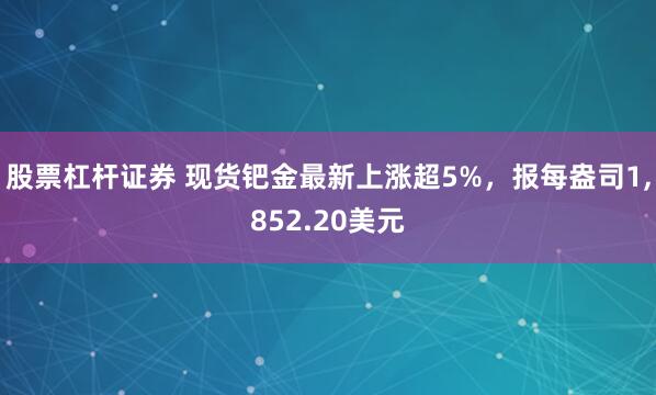 股票杠杆证券 现货钯金最新上涨超5%，报每盎司1,852.20美元